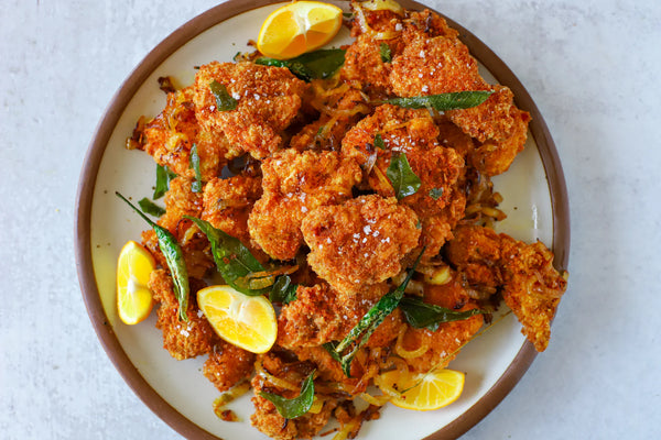 Veda's Masala Chicken Nuggets with Caramelized Onions & Curry Leaves